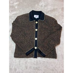 Vintage 90s Caron Chicago Blazer Jacket sz 10, bold, flashy chunky gold buttons